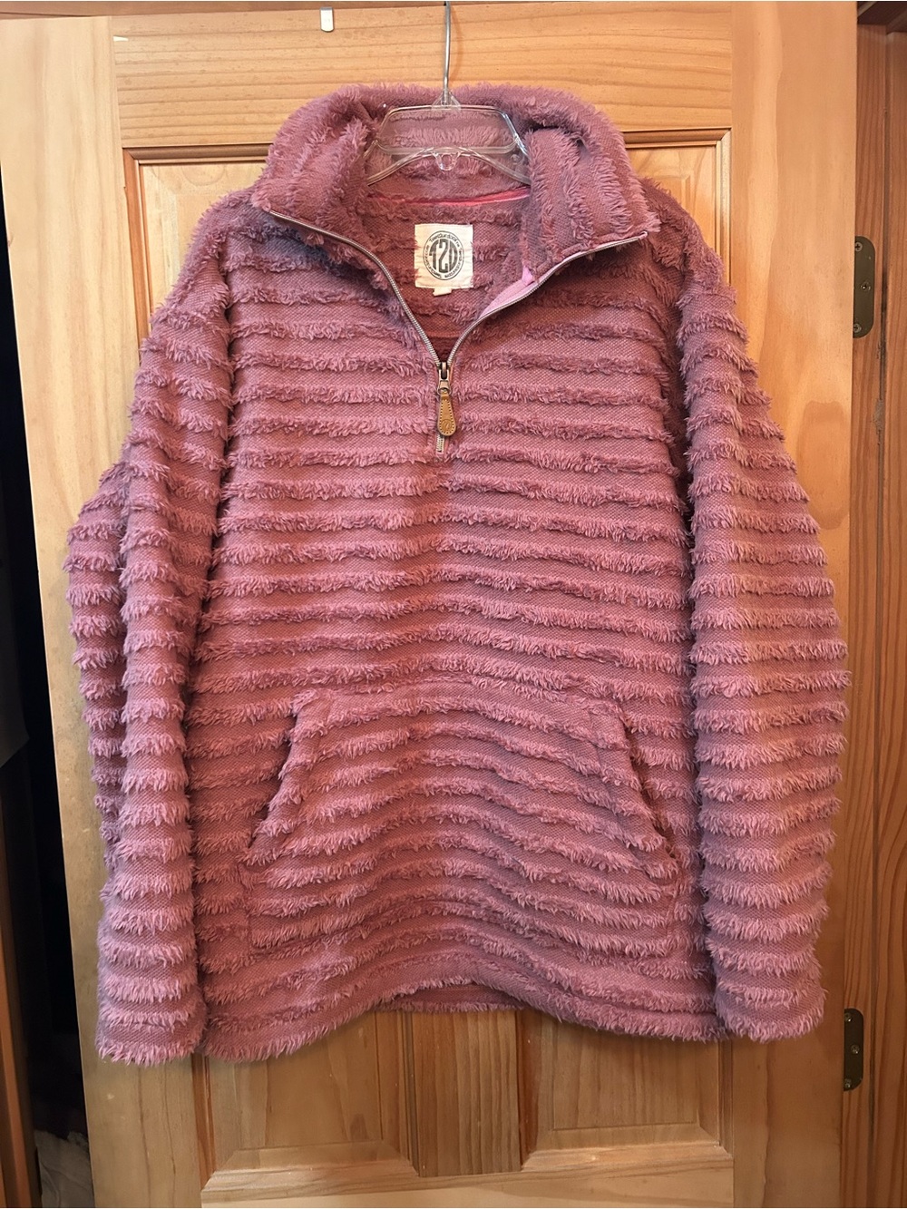 Tees2ypurdoor Cozy Pink Fuzzy Half-Zip womens Pullover Jacket